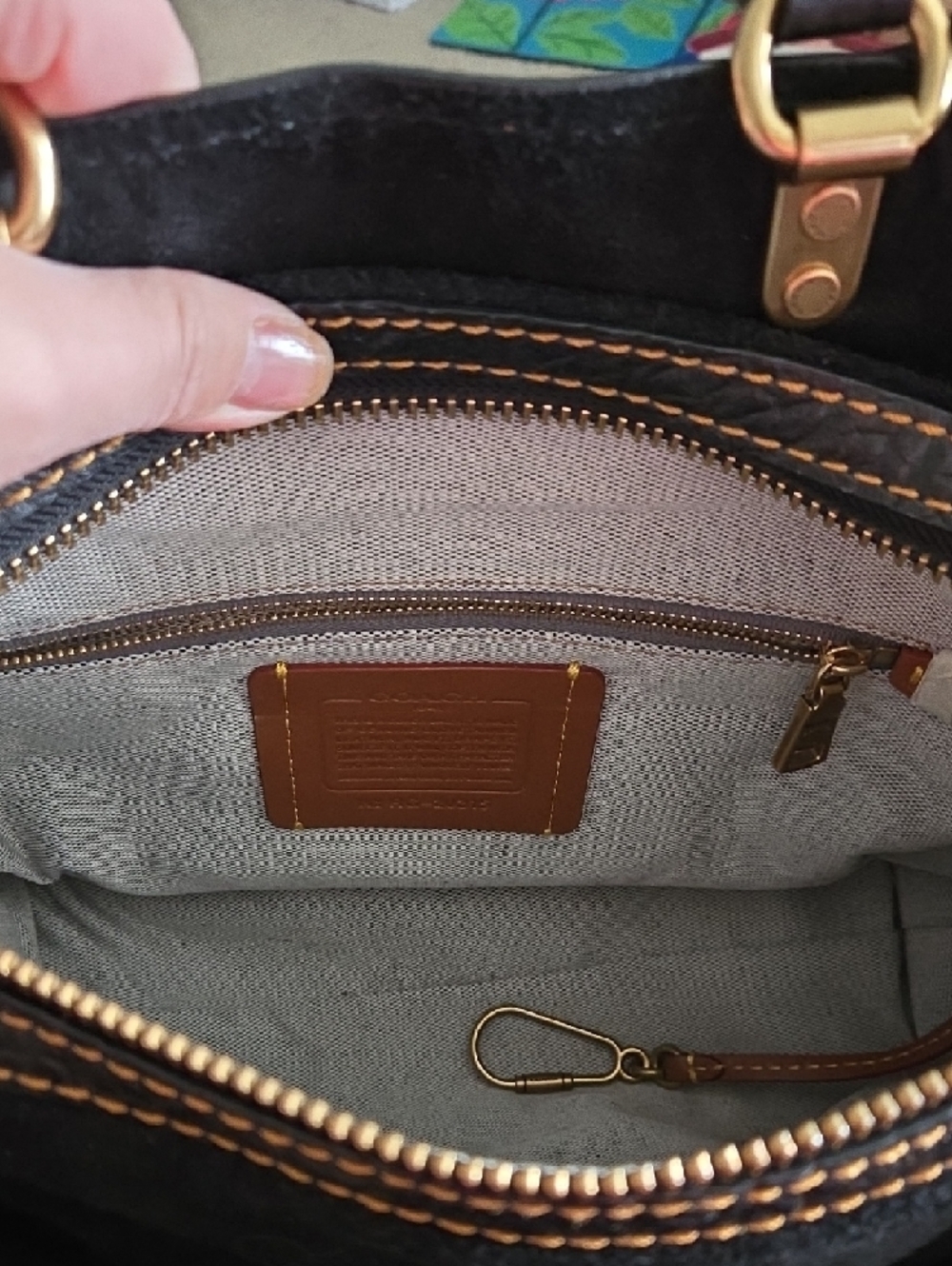 Coach Black Pebbled Leather Satchel with Gold Hardware - Picture 2 of 3